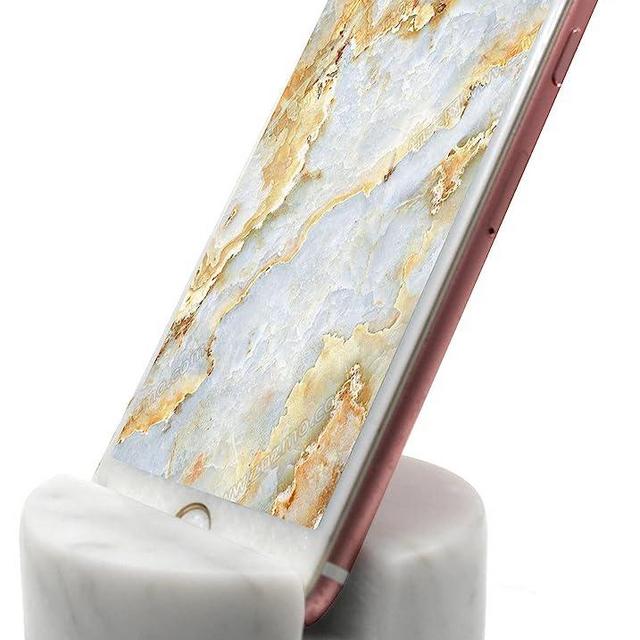 fashciaga Luxurious Marble Cell Phone Stand Holder for Cellphone Tablet On Desk, Countertop, Table, Nightstand. Heavy Solid Real Stone Mobile Phone Stands