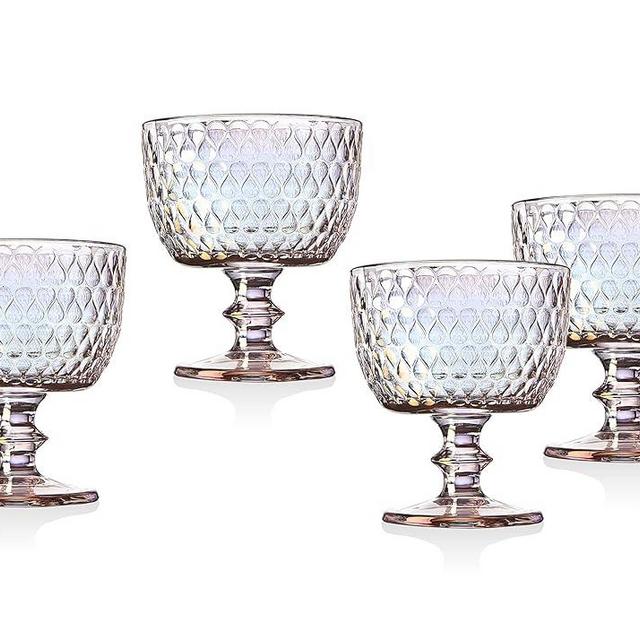 Wine Goblet Beverage Glass Cup Halo by Godinger – Iridescent – 12 oz - Set of 4