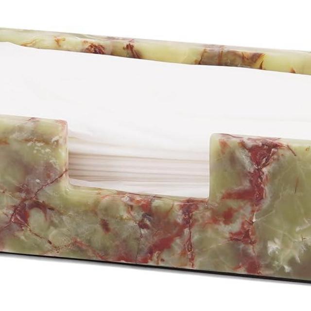 Radicaln Marble Tissue Box Cover 10x5 Inch Handmade Green Decorative Tissues Box Holder for Office Desk & Bathroom Counter Organizer, Rectangle Napkin Holder for Home Decor