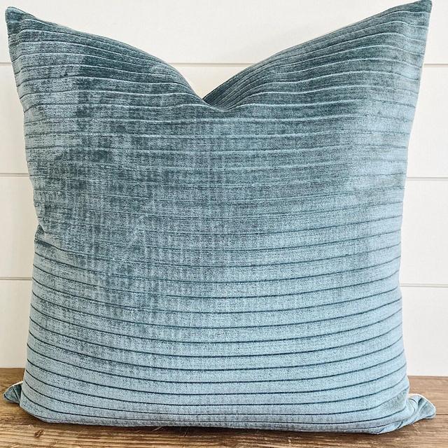 SLOANE || Teal Velvet Striped Pillow Cover...