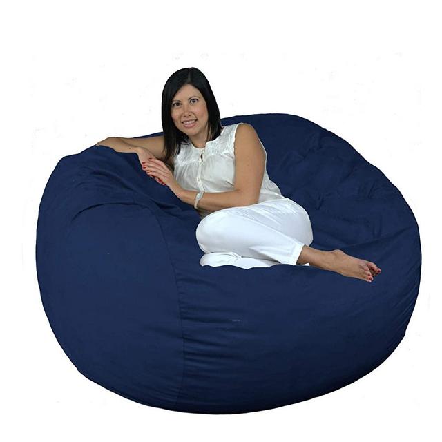 FUGU Bean Bag Chair, Premium Foam Filled 4 XL, Protective Liner Plus Removable Machine Wash Navy Blue Cover