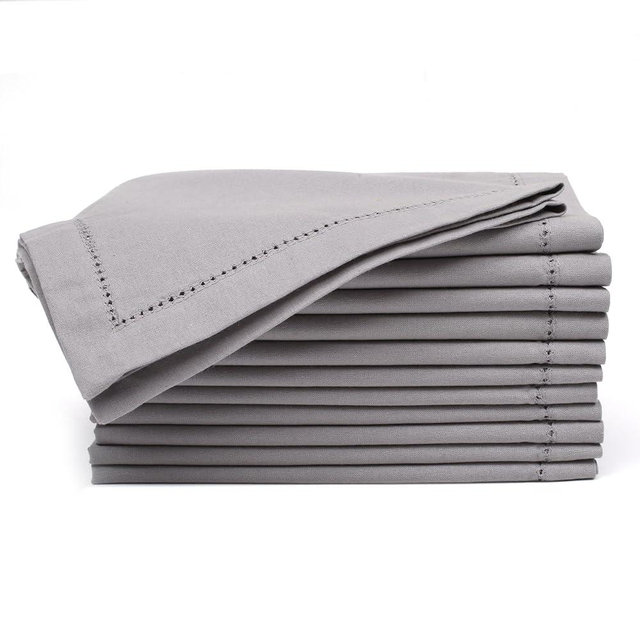 Cloth Napkins, Hemstitched Napkins, Ash Grey Napkin Cloth, Cotton Napkins, Cloth Napkins Set of 12, Dinner Napkins Cloth, Napkins Cloth, Napkins Cloth Washable, Fabric Napkins 18x18 Inch - Ash Grey