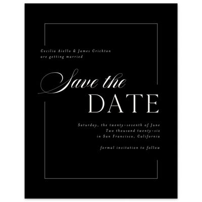 Black Wedding Digital Save the Date - Carulas Portrait