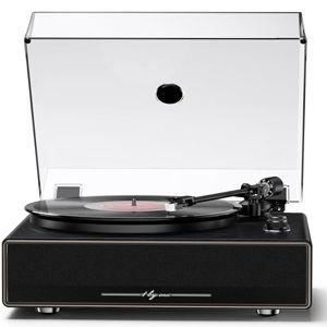 1 by ONE High Fidelity All-in-One Record Player, BLACK, Vinyl Turntable with Built-in Speakers, Magnetic AT-3600L Cartridge, RCA Line Out, Belt-Drive Stereo Turntable