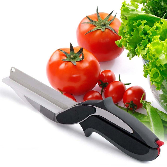 Separable Stainless Steel Barbecue Steak Cutting Shear Household Vegetable Scissors 2 In 1 Multi Kitchen Tool Fruit Knife