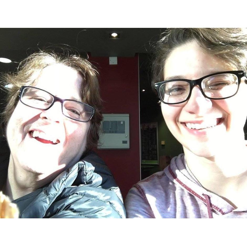 Alexis and her grandmother, Zondra, laughing about the sun's glow on their faces (2016)