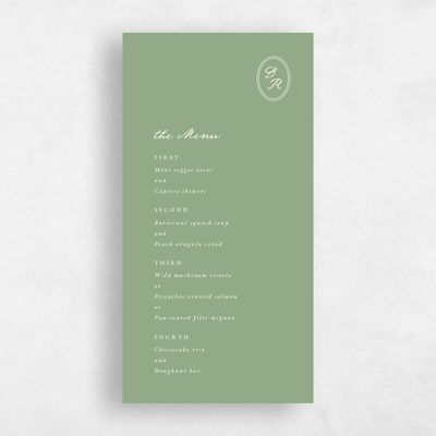 Green Simple Wedding Menu - Dolores