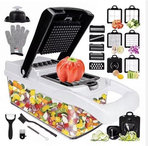 26-1 Ultimate Kitchen Food Chopper Combo - Mandoline Slicer for Kitchen, Vegetable Chopper, Salad Maker, Potato & Onion Slicer, Picador de Verduras y Vegetales, Tomato and Cucumber Cutter.