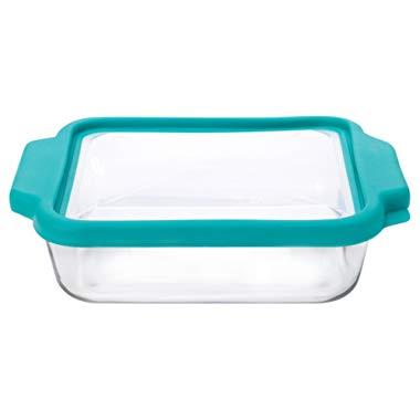 Anchor Hocking 8-InchSquare Glass Baking Dish with Teal TrueFit Lid - 91769TFT