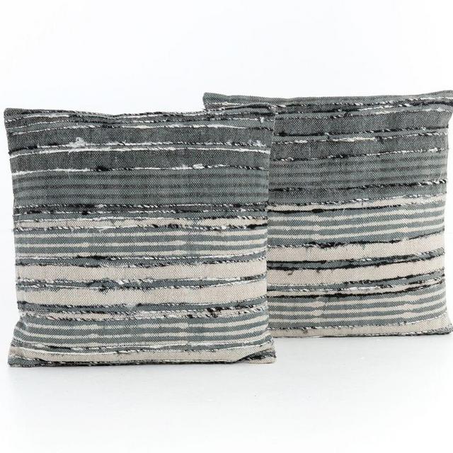 Silk Ribbon Pillow, Set Of 2, 20" x 20", Gray