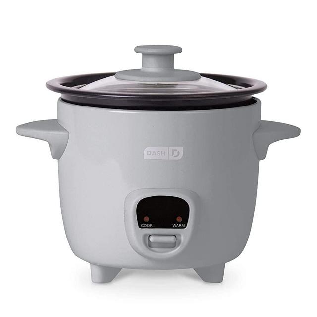 Dash DRCM200RMGY04 Mini Rice Cooker Steamer with Removable Nonstick Pot, Keep Warm Function & Recipe Guide, Light Grey