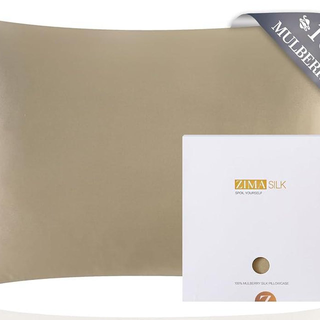 ZIMASILK 100% Pure Mulberry Silk Pillowcase for Hair and Skin,with Hidden Zipper,Both Side 19 Momme Silk, 1pc (Body 20"x54", Taupe)