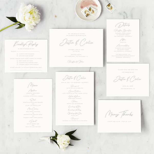 Burke Landscape Letterpress | Oatmeal | Zola Wedding Invitations