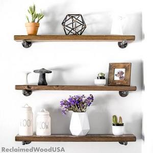Rustic floating shelf, 16 (8" deep) inches), special walnut