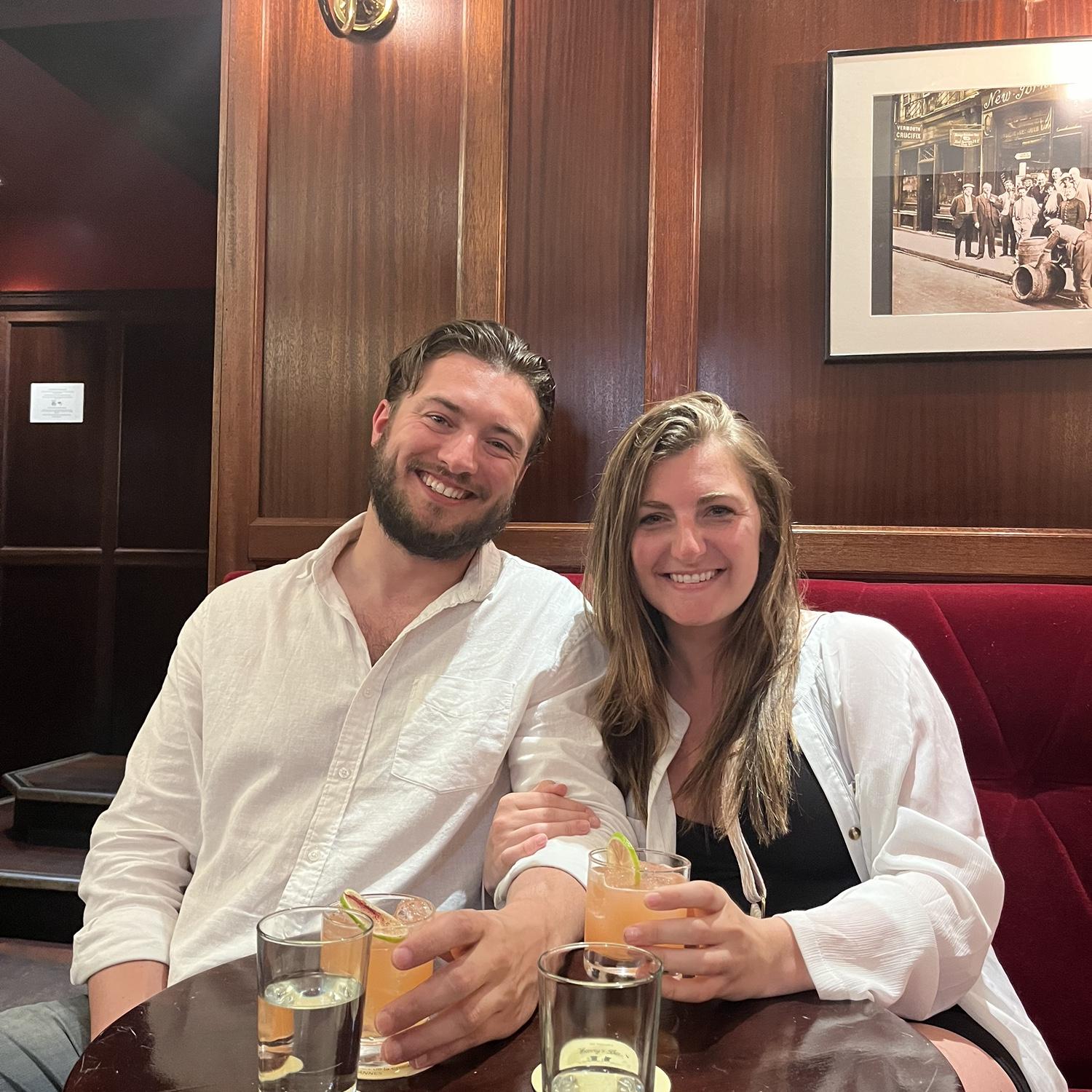 After the engagement, he said "we have dinner plans to celebrate at Harry's tonight" .. Harry's in PARIS. Our favorite spot for drinks in our favorite city!