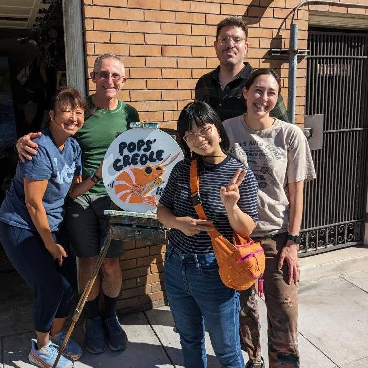 A pop up at our first apartment together featuring Julia's parents and mutual friend Masumi