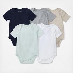 Burt's Bees Baby Basics Short Sleeve Bodysuit, Set of 5