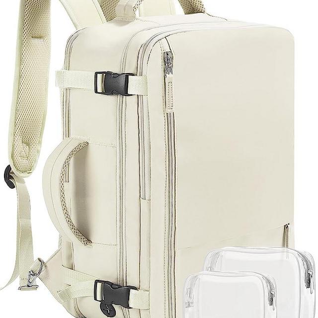 Beraliy Large Travel Backpack,Flight Approved Carry On Backpack for Men Women, Personal Item Bag for College Weekender Business Hiking,17 Inch Laptop Backpack, Beige