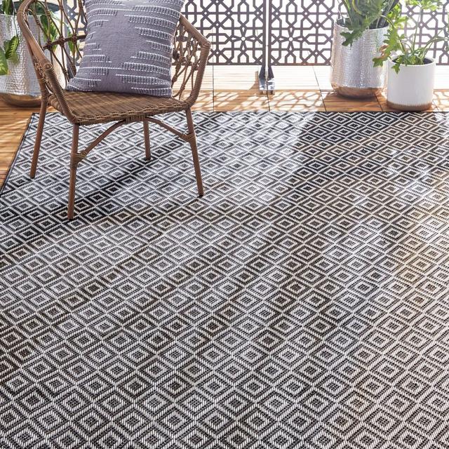 Home Dynamix Tripoli Lydia Outdoor Area Rug 5'3"x7'3", Modern Dark Gray