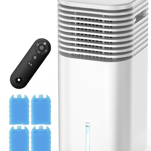 CENSTECH Windowless Air Conditioner Portable 1800CFM w/4 Modes&3 Speeds, 15H Timer&20 FT Remote, 3 Gal Tank for 24H Cooling Swamp Cooler, 4 Ice Packs, 120° Swing Evaporative Air Cooler for Room Indoor