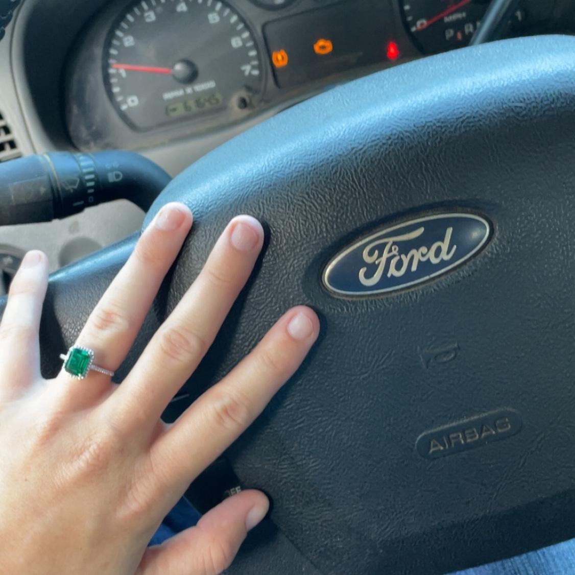 Posing the ring in Wendell’s truck