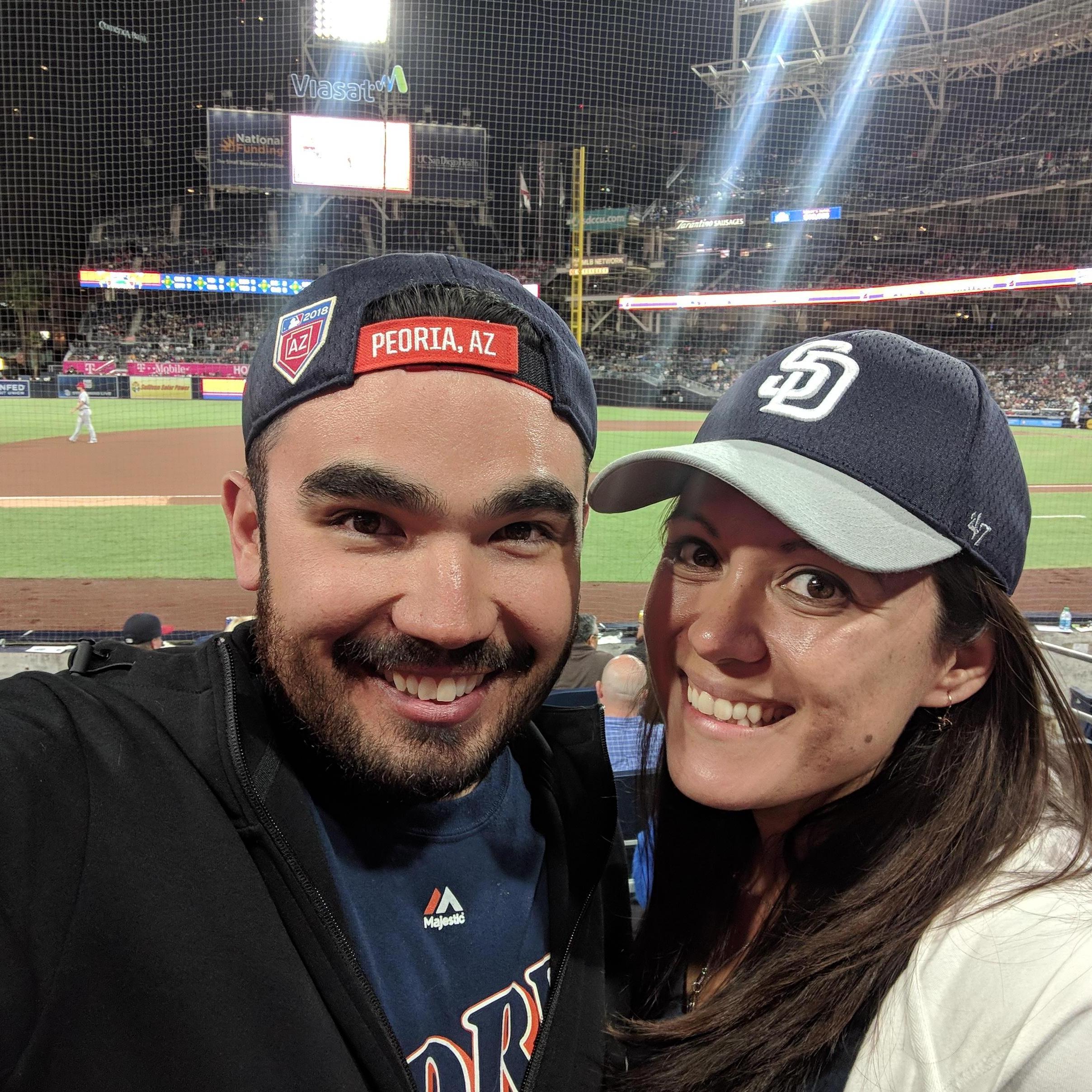 Christine learning to be a miserable Padre fan in San Diego, 2018