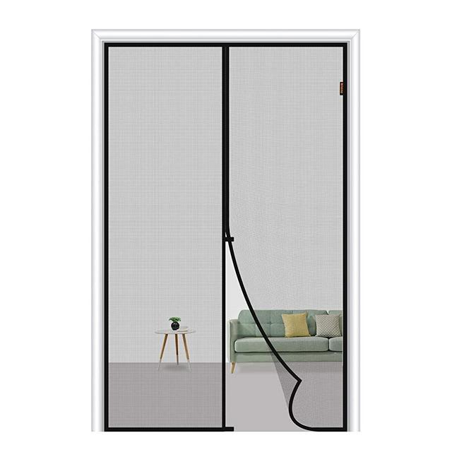 MAGZO Magnetic Screen Door, Fit Door Size 32 x 96 Inch, Actual Screen Size 34" x 97", Reinforced Fiberglass Mesh Curtain Back Door with Full Frame Hook&Loop, Grey