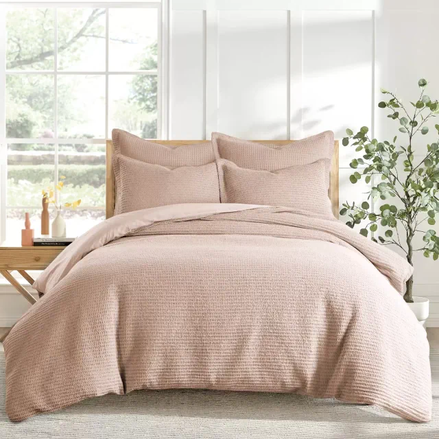 Cloud Waffle Blush Full/Queen Comforter Set - Levtex Home
