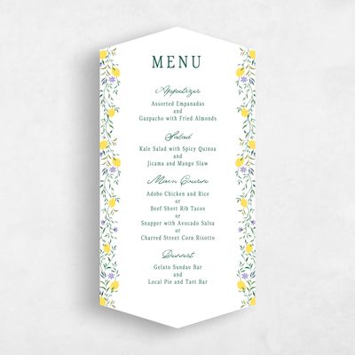 White Diamond Wedding Menu - Brume