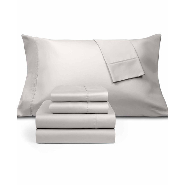 Fairfield Square Collection Brookline 1400 Thread Count Light Grey 6 Pc. Sheet Set, California King, Exclusively at Macy’s