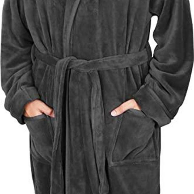 NY Threads Luxurious Mens Shawl Collar Fleece Bathrobe Spa Robe