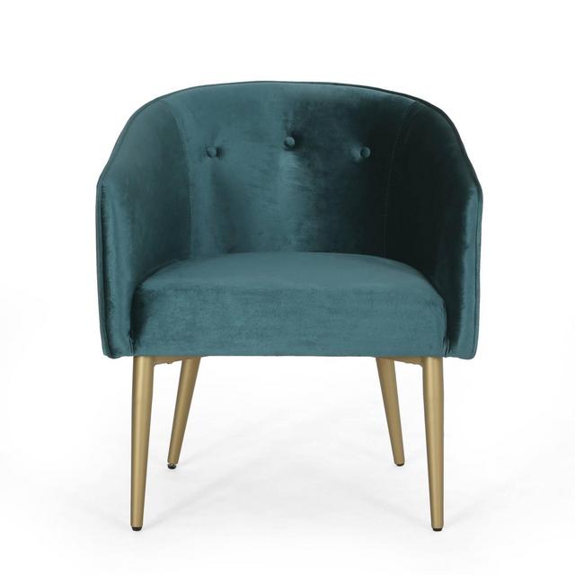 Deshler Modern Glam Tufted Velvet Dining Chair Teal/Gold - Christopher Knight Home