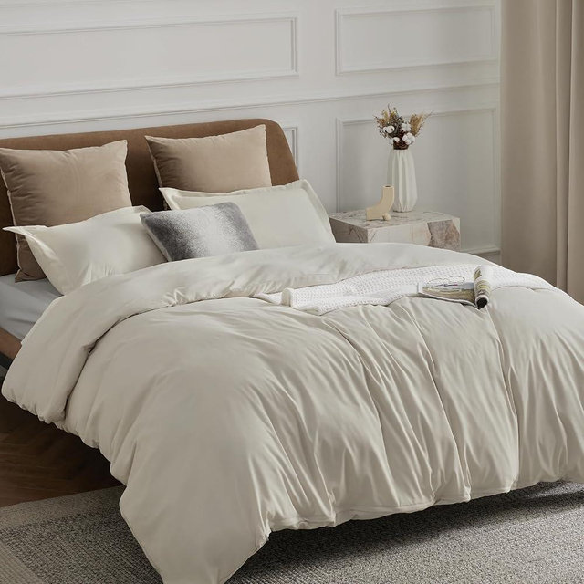 Bedsure Linen Duvet Cover Oversized King Size - Soft Double Brushed Duvet Cover for Kids with Zipper Closure, 3 Pieces, Includes 1 Duvet Cover (120"x98") & 2 Pillow Shams, NO Comforter