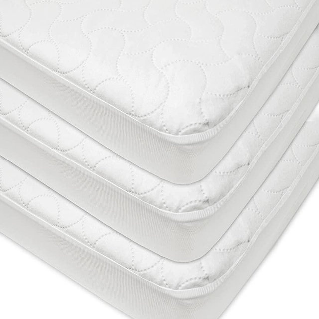 American Baby Company Waterproof Fitted Quilted Crib and Toddler Protective Pad Cover, White (3 Count), for Boys and Girls