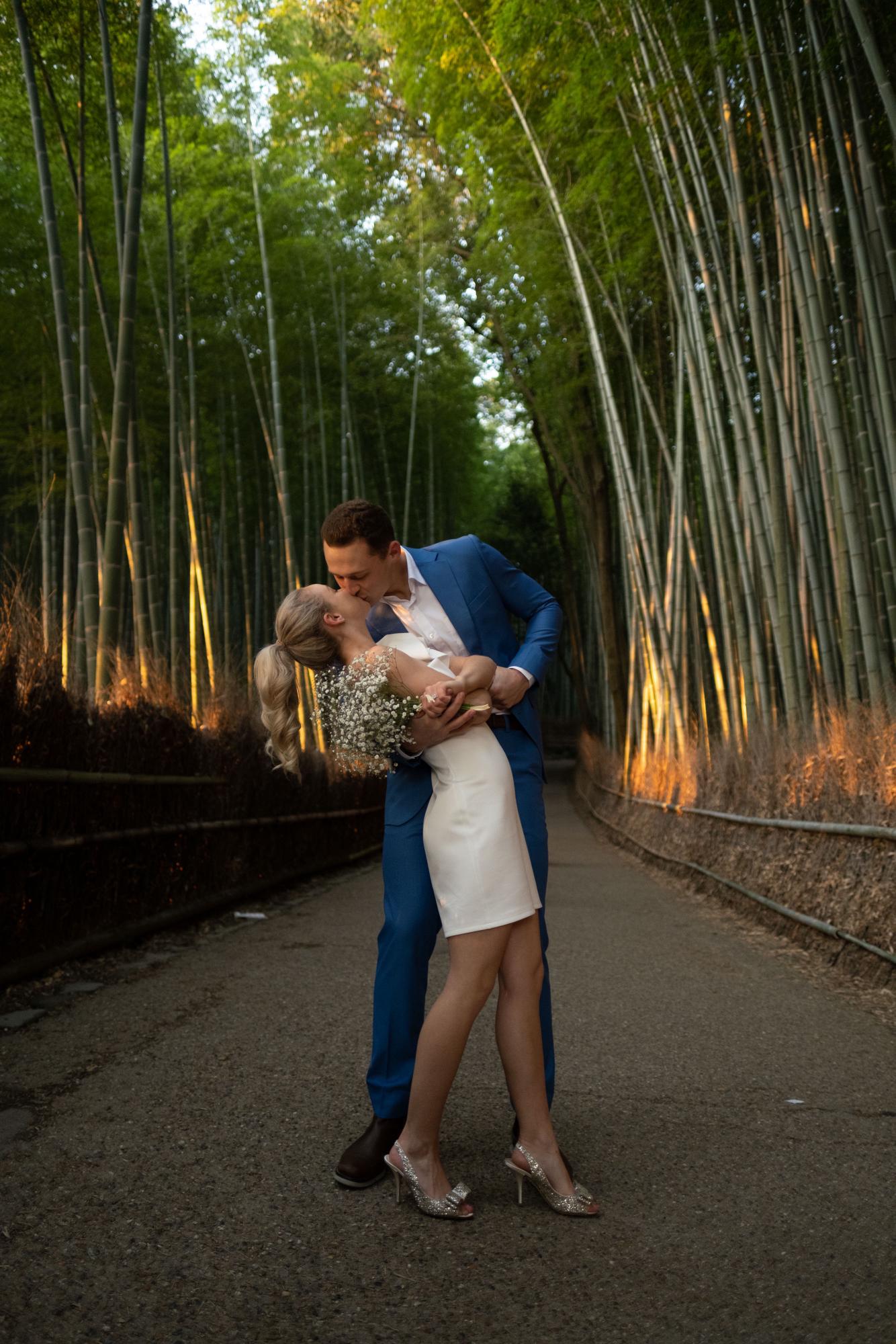 Engagement photos in Kyoto, Japan at the Arashiyama Bamboo forest - December 2022