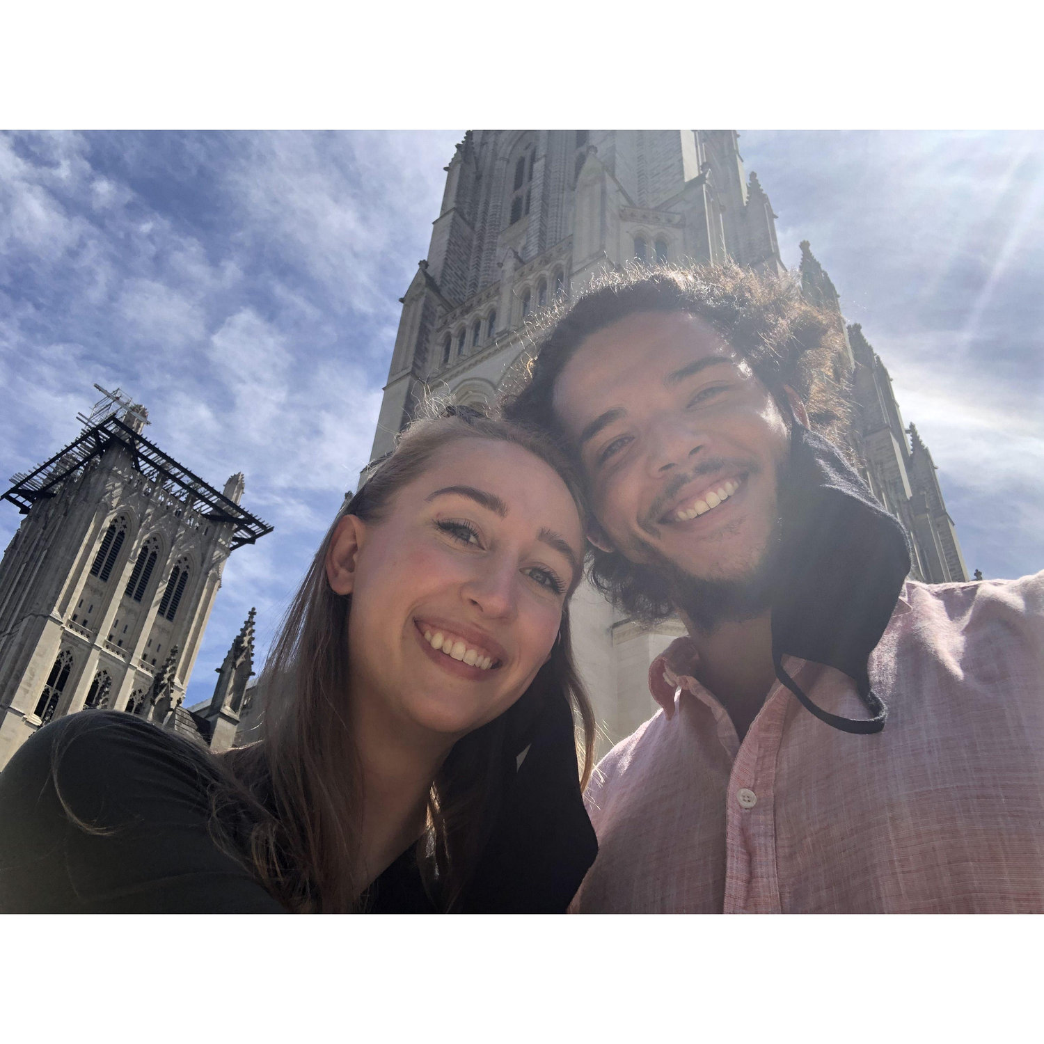 2 year anniversary celebrated over COVID at the site of our first date - the National Cathedral