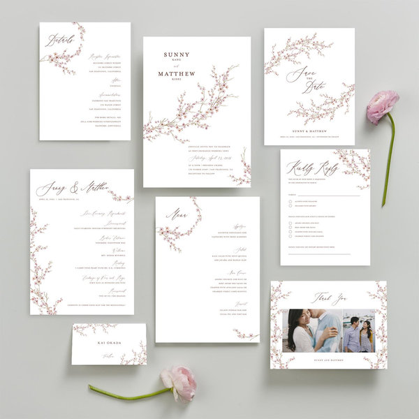 Sakura Portrait | White | Zola Wedding Invitations