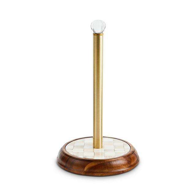 Mackenzie-Childs Mocha Check Wood Paper Towel Holder