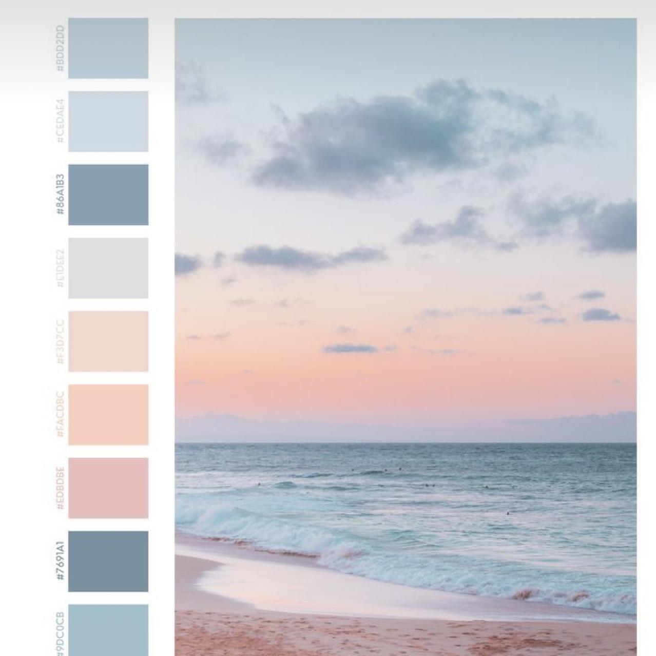 This is the color palette Dawn Shores. I am hoping guests can try and find outfits in these colors to help with photography aesthetics.