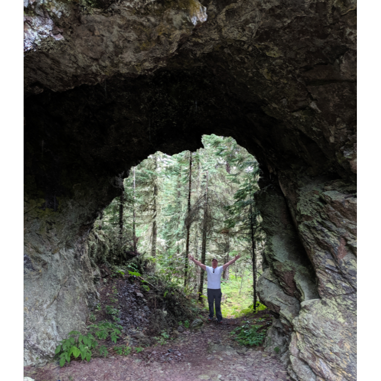 This is the sea arch on Isle Royale, where Chuck proposed!