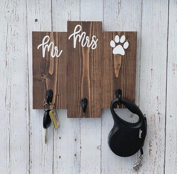 Mr and Mrs Wedding Gift / Bride, Groom and Dog Engagement Present / Bridal Shower Gift for a Couple