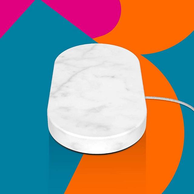 EINOVA Dual Wireless Charging Stone | Qi Certified 10W Fast Charging Station for Two Phones at Once - iPhone, Galaxy, Note, AirPods 2, AirPods Pro, Galaxy Buds, Pixel Buds - White Marble