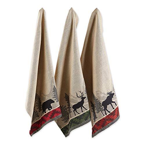 DII Cotton Jacquard Dish Towels, 20x28" Set of 3, Decorative Tea Towels for Everyday Kitchen Cooking and Baking-Walk In The Woods