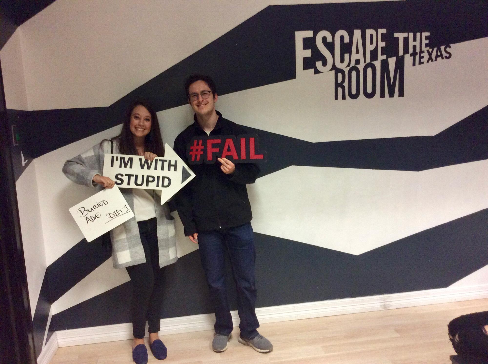 Our first photo together! We did an escape room meant for 8 with just the two of us, we failed to escape...