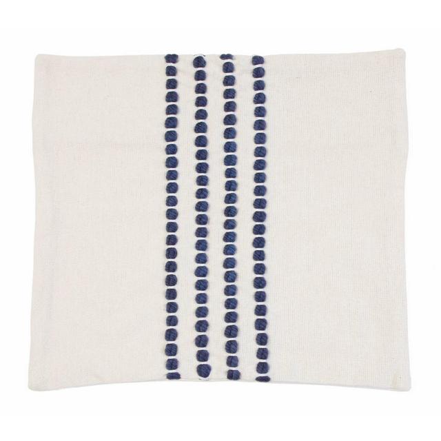 20"x20" Wanda Yarn Stitched Woven Cotton Pillow Shell Blue - Décor Therapy