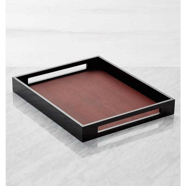Grant Black and Wood Rectangular Serving Tray