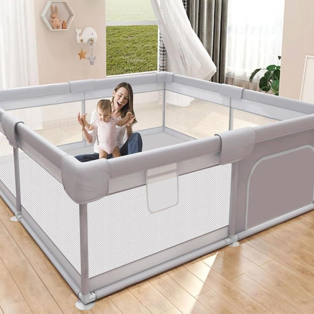 Hiaksedt Baby Playpen 50x50 Inch, Play Pens for Babies and Toddlers Baby Fence Baby Play Yards for Indoor & Outdoor with Breathable Mesh Anti-Fall Playpen