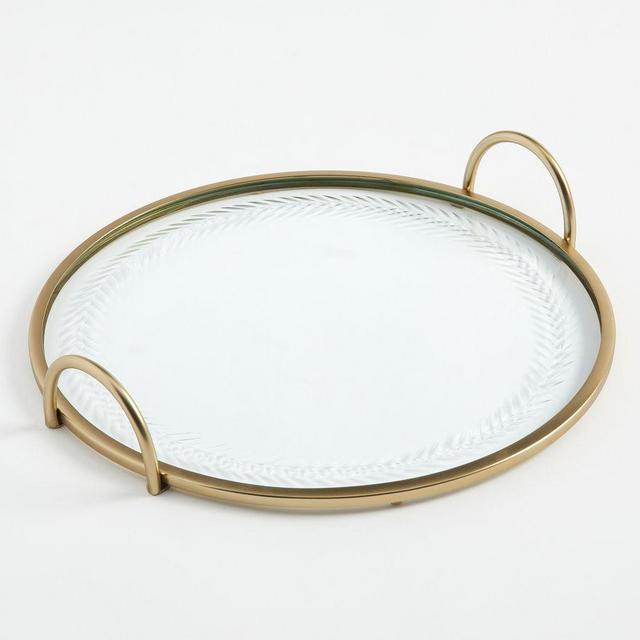 Zelda Gold Etched Round Serving Tray