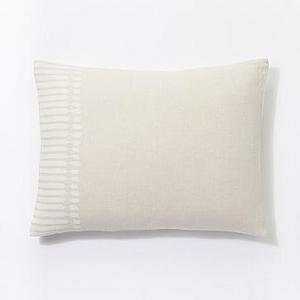 Belgian Linen Ikat Stripe Standard Sham, Natural Flax