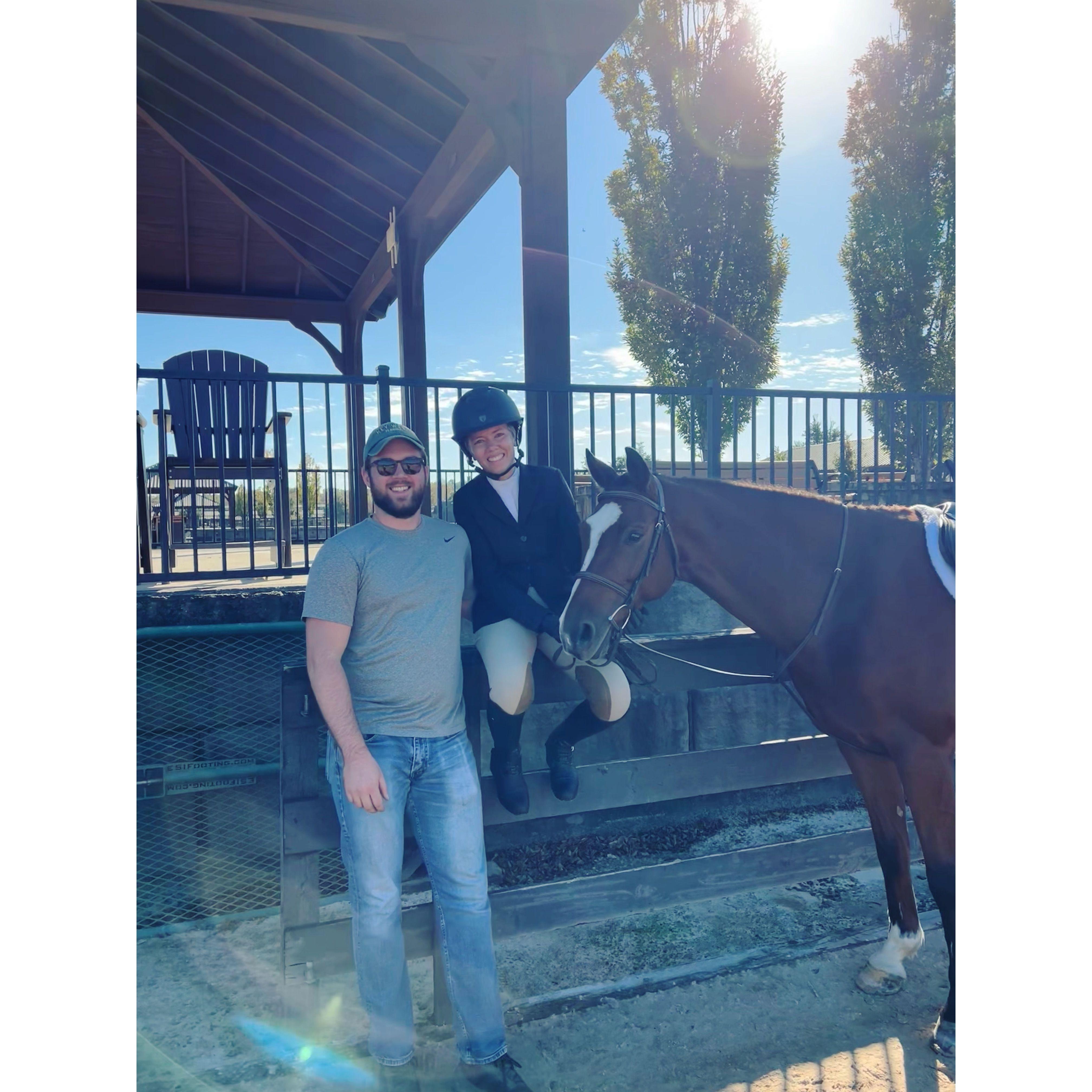 Derek supporting Shae in her horse back riding career.